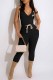 Black Fashion Street Print Bandage Hooded Collar Jumpsuits