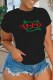 Black Fashion Casual Print Patchwork O Neck T-Shirts