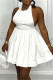 White Sexy Casual Solid Bandage Backless Halter Sleeveless Dress