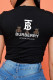 Black Fashion Street Print Patchwork Letter O Neck T-Shirts