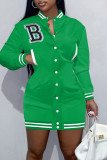 Red Casual Solid Patchwork Buckle Long Sleeve Dresses