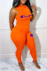 Orange Fashion Casual Print Letter O Neck Sleeveless Two Pieces