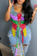 Grey Sexy Casual Print Patchwork Asymmetrical U Neck Tops