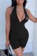 Black Fashion Casual Print Letter V Neck Rompers