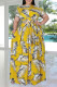 Yellow Fashion Casual Print Patchwork O Neck Plus Size Two Pieces