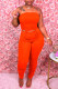 Orange Sexy Casual Solid Backless Fold Spaghetti Strap Sleeveless Two Pieces