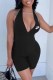 Black Fashion Casual Print Letter V Neck Rompers