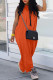 Tangerine Casual Solid Patchwork Hooded Collar Loose Jumpsuits