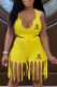 Yellow Fashion Sexy Print Tassel U Neck Sleeveless Two Pieces