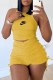 Yellow Fashion Casual Print Fold O Neck Sleeveless Two Pieces