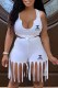 White Fashion Sexy Print Tassel U Neck Sleeveless Two Pieces