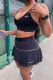 Black Fashion Sportswear Print Patchwork Spaghetti Strap Sleeveless Two Pieces