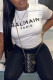 White Casual Fashion Letter Print Basic O Neck T-Shirts