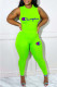 Green Fashion Casual Print Letter O Neck Sleeveless Two Pieces