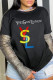 Black Casual Print Patchwork O Neck T-Shirts