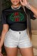 Black Fashion Casual Print Letter O Neck T-Shirts