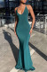 Ink Green Fashion Sexy Solid Backless Cross Straps Spaghetti Strap Long Dress