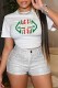 White Fashion Casual Print Letter O Neck T-Shirts