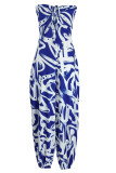 Red Fashion Sexy Casual Print Backless Strapless Regular Jumpsuits