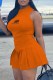 Orange Fashion Casual Print Letter O Neck Sleeveless Two Pieces