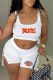 White Fashion Street Print Bandage U Neck Sleeveless Two Pieces