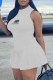 White Fashion Casual Print Letter O Neck Sleeveless Two Pieces