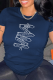 Navy Blue Fashion Print Patchwork O Neck T-Shirts