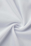 White Fashion Casual Solid Patchwork Turndown Collar Tops
