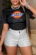 Black Fashion Casual Print Letter O Neck T-Shirts