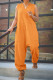 Ginger Casual Solid Patchwork V Neck Loose Jumpsuits