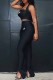 Black Fashion Street Print Patchwork Halter Sleeveless Two Pieces