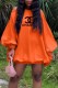 Orange Fashion Elegant Print Letter Off the Shoulder Lantern Skirt Dresses