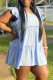 Sky Blue Fashion Casual Plus Size Solid Patchwork V Neck Sleeveless Dress