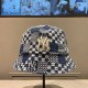 Dark Blue Fashion Casual Plaid Letter Hat