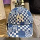 Dark Blue Fashion Street Plaid Letter Hat