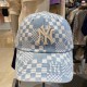 Baby Blue Fashion Street Plaid Letter Hat