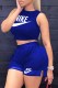 Royal Blue Fashion Casual Print Patchwork O Neck Sleeveless Two Pieces