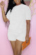 White Casual Solid Patchwork O Neck Short Sleeve Two Pieces