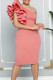 Pink Fashion Sexy Solid Patchwork Backless Oblique Collar Evening Dress