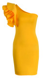 Red Fashion Sexy Solid Patchwork Backless Oblique Collar Evening Dress