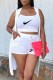 White Fashion Casual Print Patchwork Spaghetti Strap Sleeveless Three Pieces
