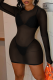 Black Sexy Solid Patchwork Swimwears