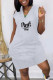 White Casual Print Patchwork V Neck Straight Dresses