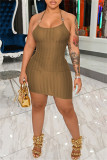 Red Fashion Sexy Solid See-through Backless Spaghetti Strap Sleeveless Dress Dresses