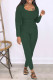 Ink Green Casual Solid Patchwork Long Sleeve Two Pieces