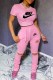 Pink Fashion Casual Print Ripped Fold O Neck Short Sleeve Two Pieces