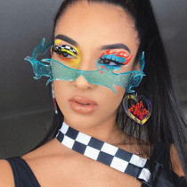 Lake Blue Fashion Casual Solid Asymmetrical Sunglasses
