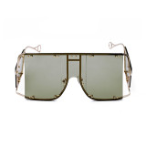 Ink Green Fashion Casual Solid Hollowed Out Patchwork Sunglasses