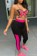 Black Sexy Print Bandage Patchwork Backless Sleeveless Two Pieces