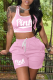Pink Casual Print Patchwork U Neck Sleeveless Two Pieces